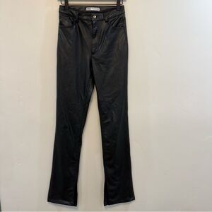 ZARA black faux leather split hem pant